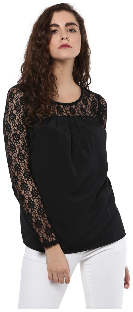 

TAARUUSH Women Printed A-line top - Black