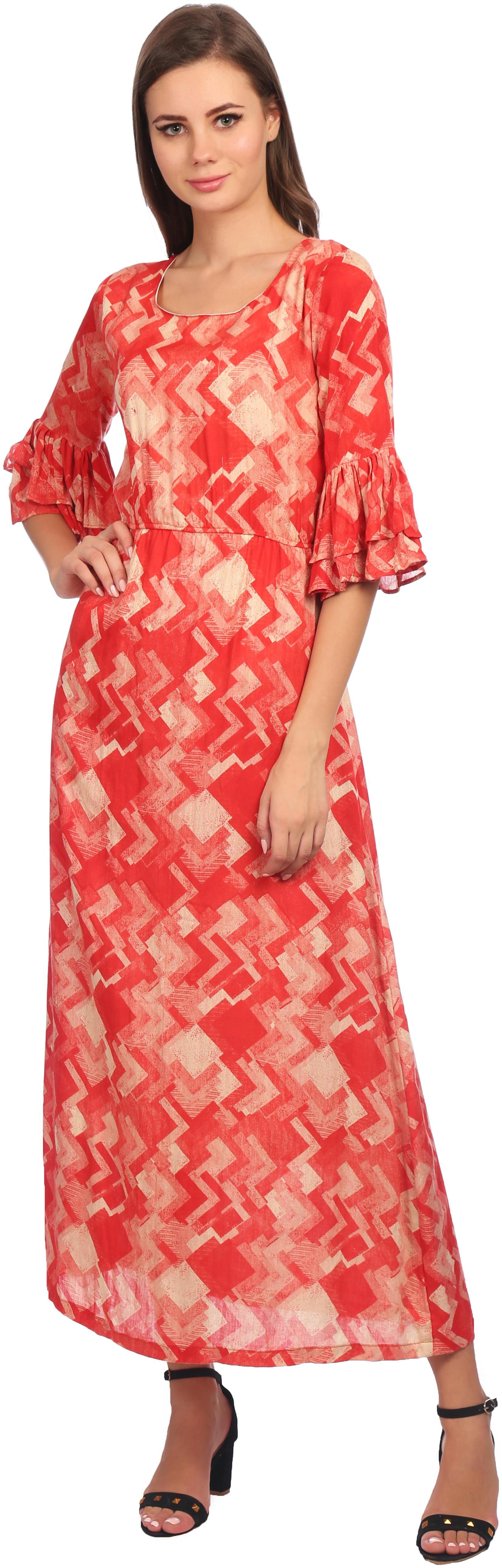 

TAARUUSH Red Printed Maxi dress