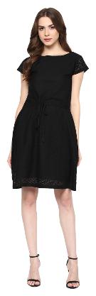 

TAARUUSH Black Printed A-line dress