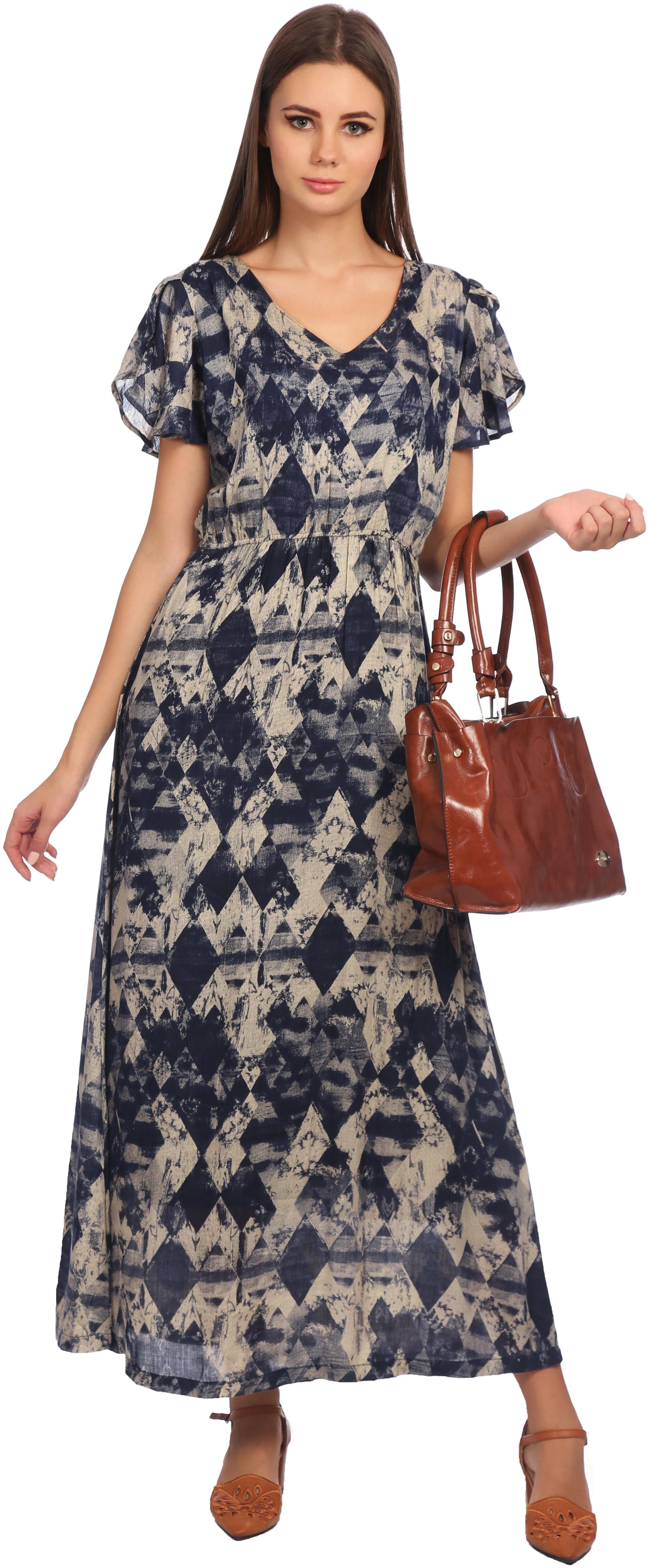 

TAARUUSH Blue Printed Maxi dress