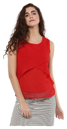 

TAARUUSH Women Polka dots A-line top - Red