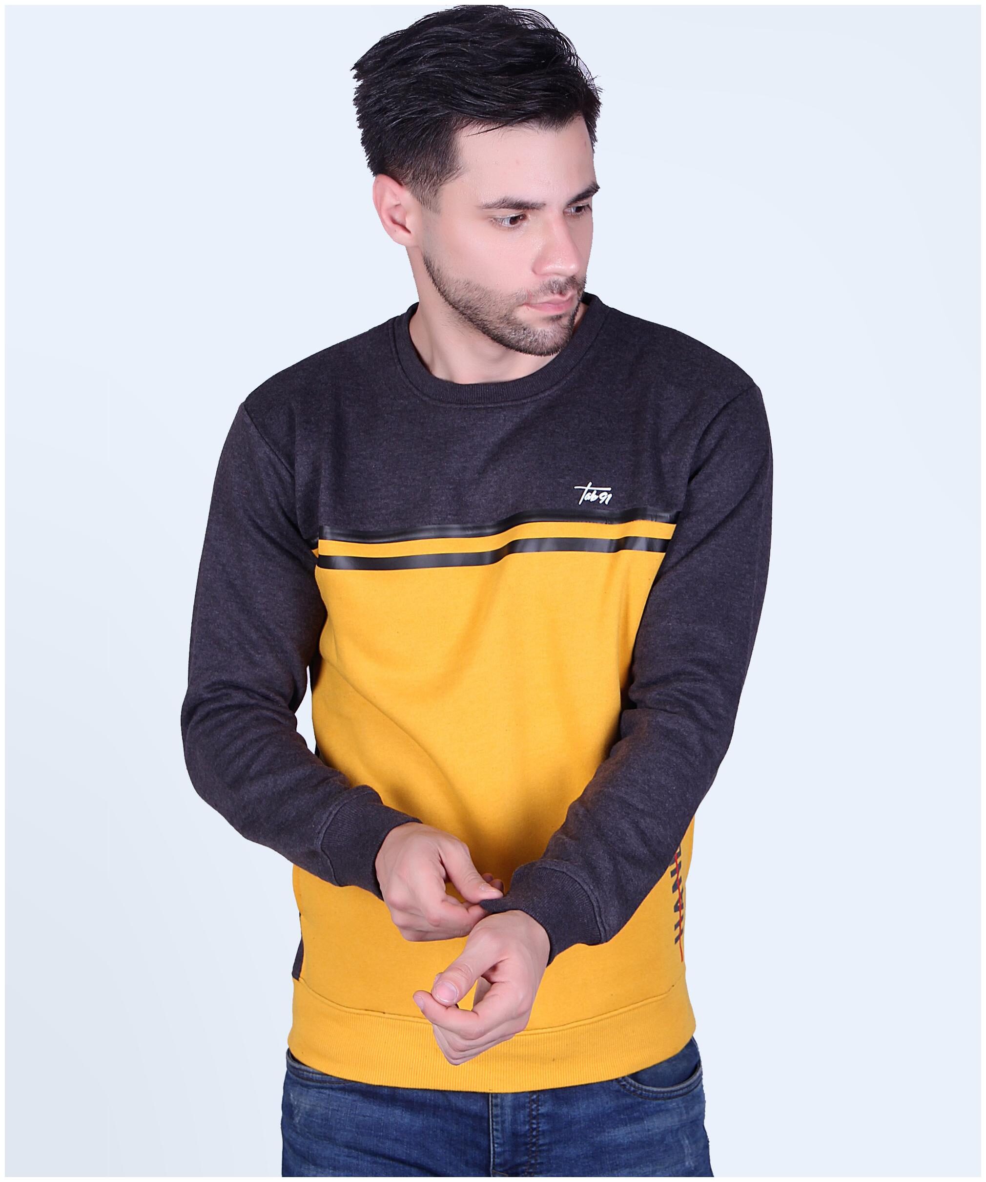 

TAB91 Men Yellow Grey Round neck Sweatshirt