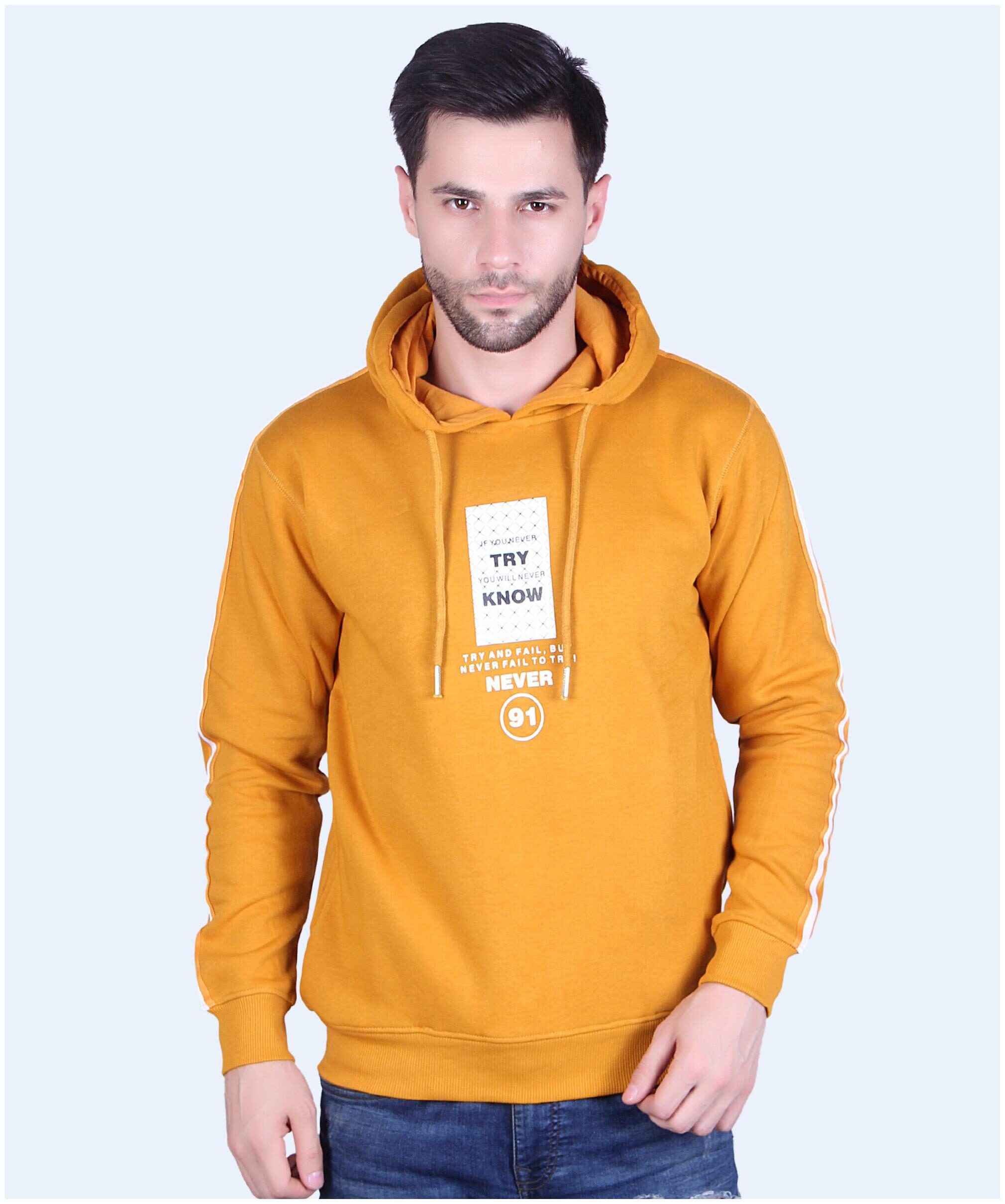 

TAB91 Men Yellow Hooded Sweatshirt