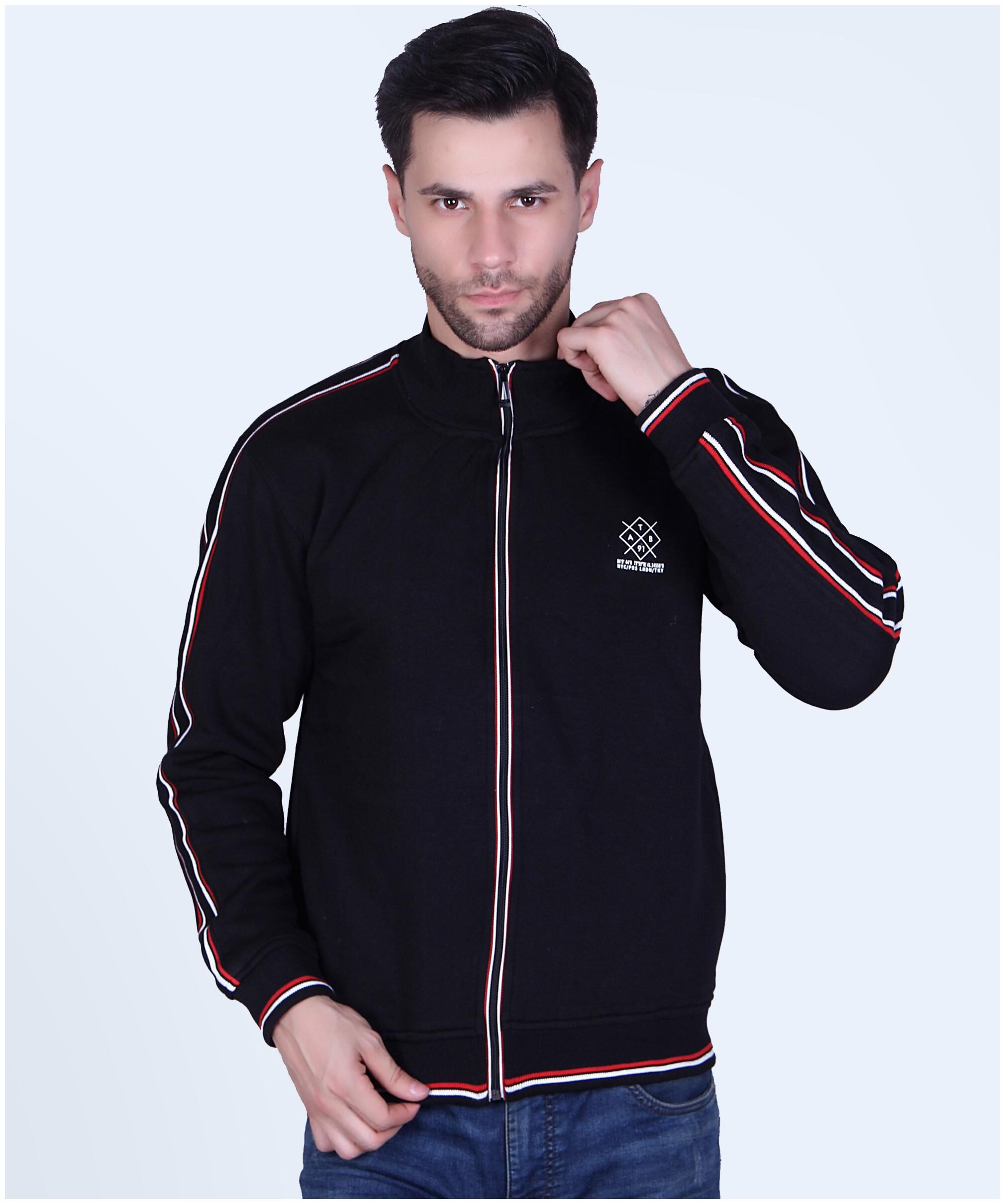 

TAB91 Men Black High neck Sweatshirt
