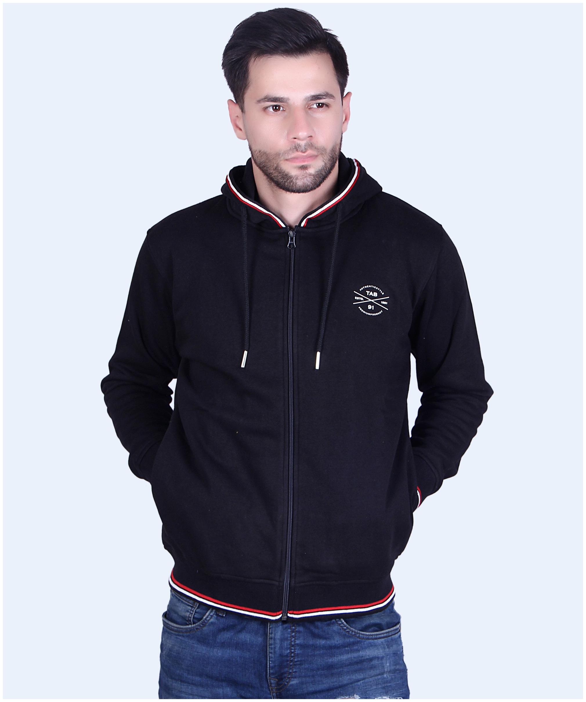 

TAB91 Men Black Hooded Sweatshirt