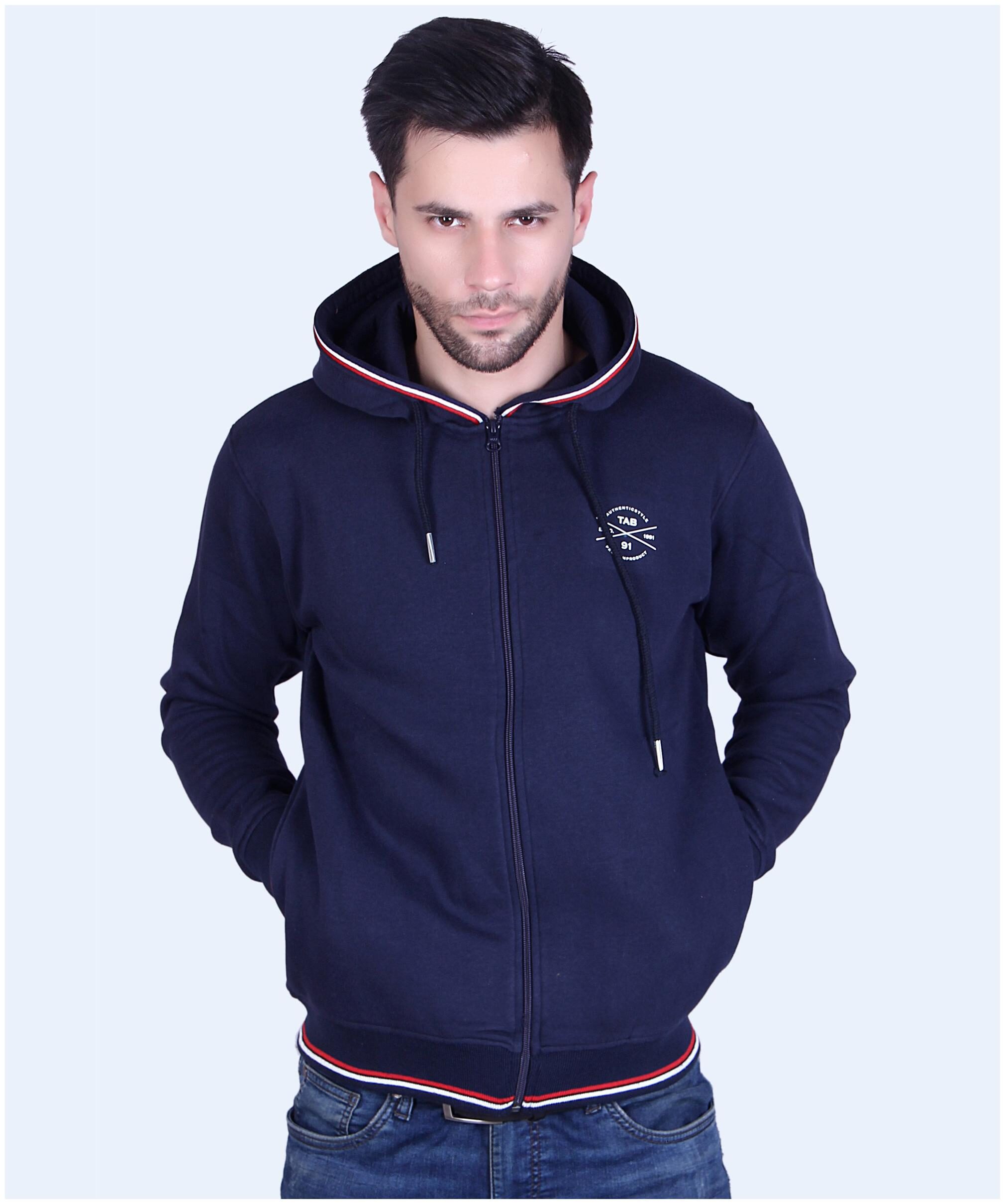 

TAB91 Men Blue Hooded Sweatshirt