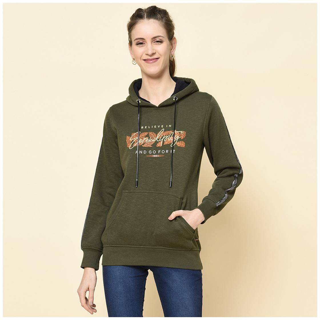 

TAB91 Women Printed Sweatshirt - Green