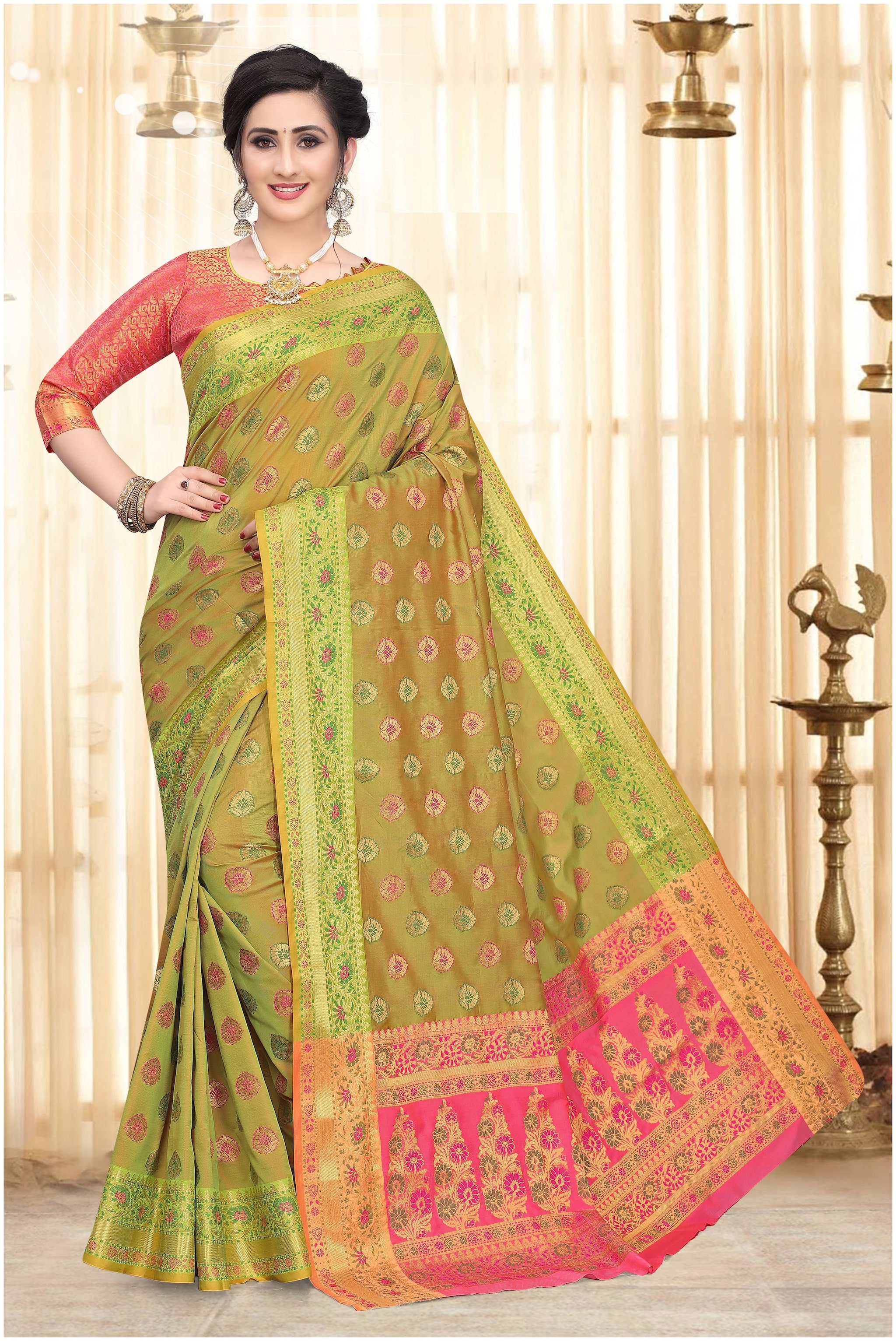 

TABOODY EMPIRE Women Jacquard Woven Multi Designer Saree With Blouse