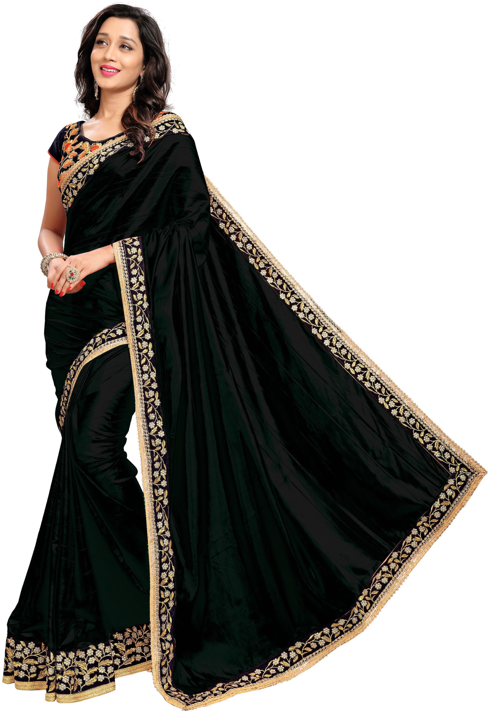 

Taboody Empire Silk Party Designer Saree Black