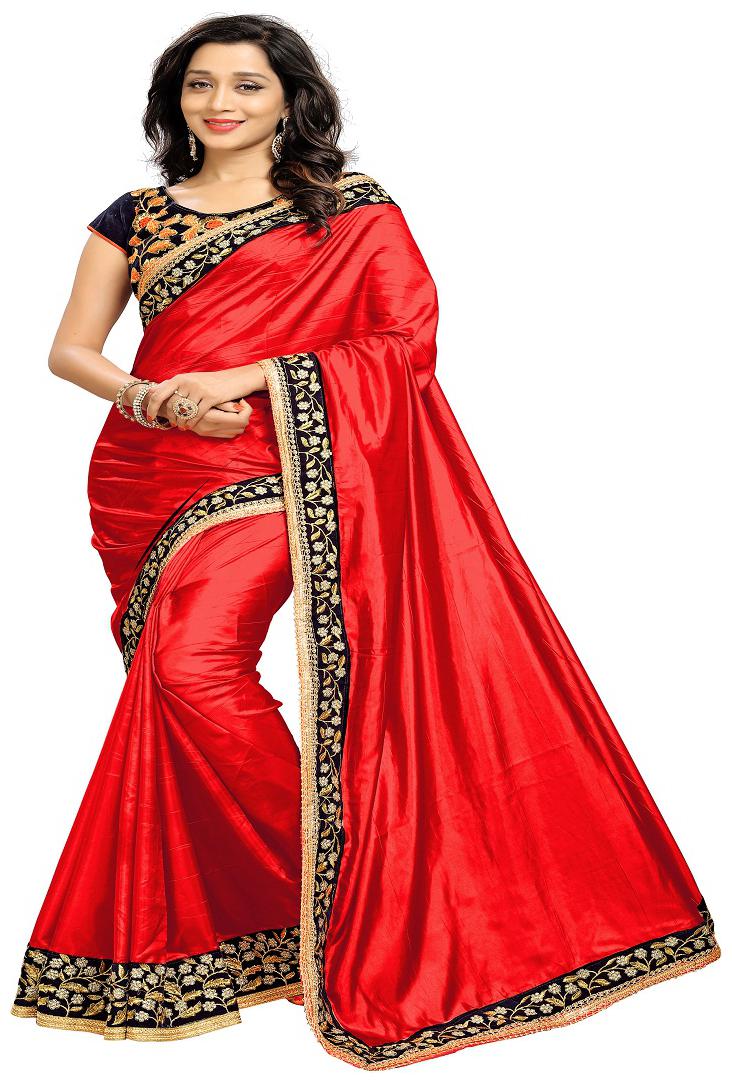 

Taboody Empire Silk Party Designer Saree Red