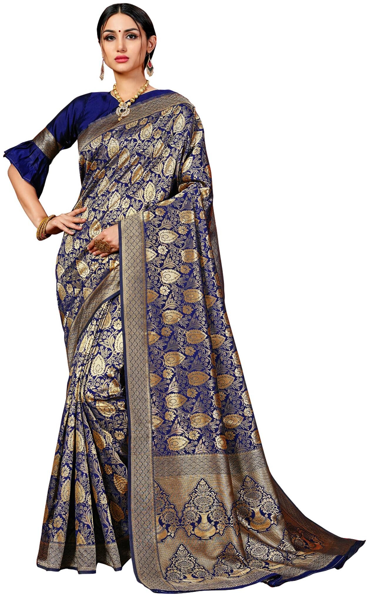 

Taboody Empire Silk Party Designer Saree Blue