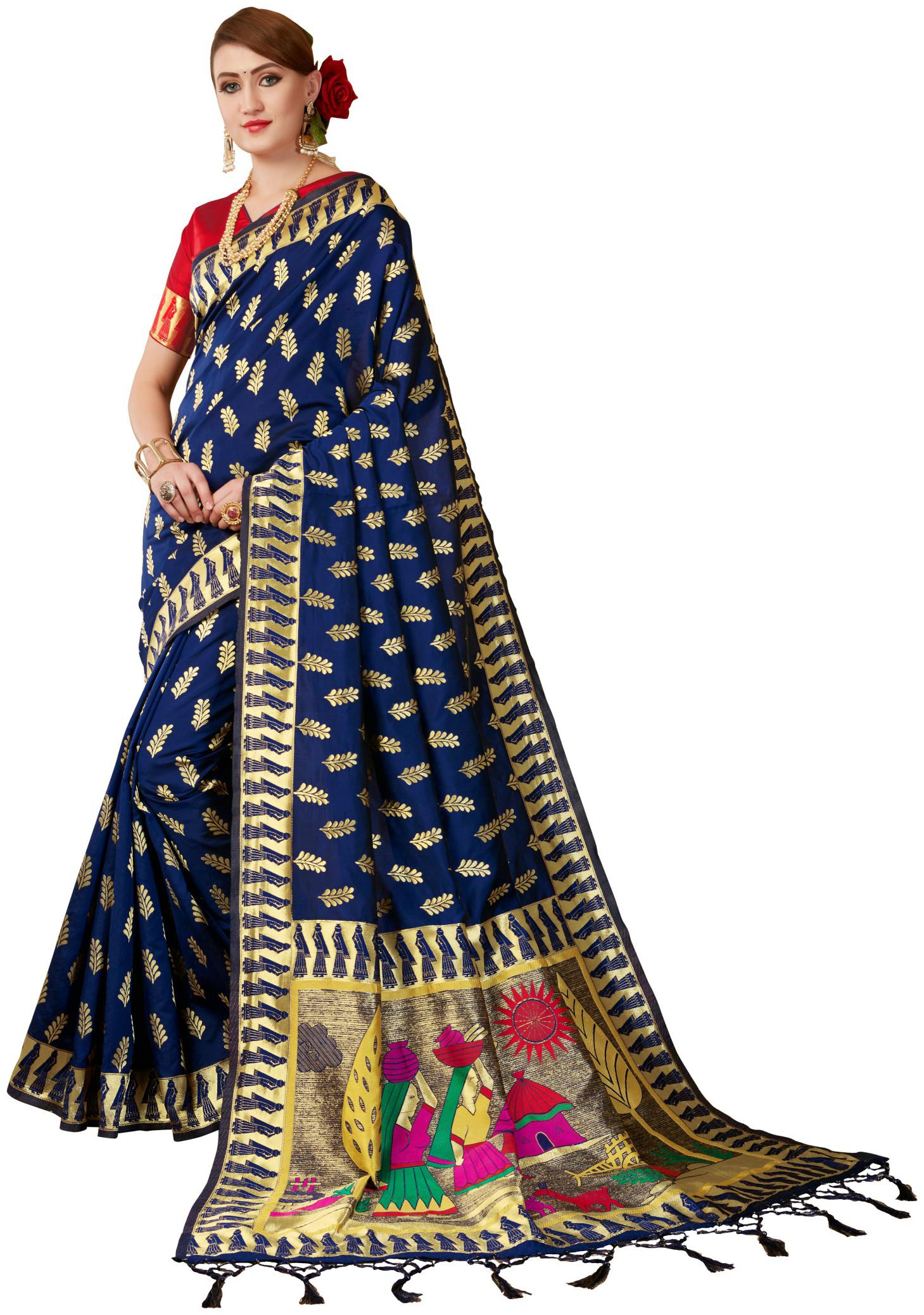 

Taboody Empire Silk Party Designer Saree Blue