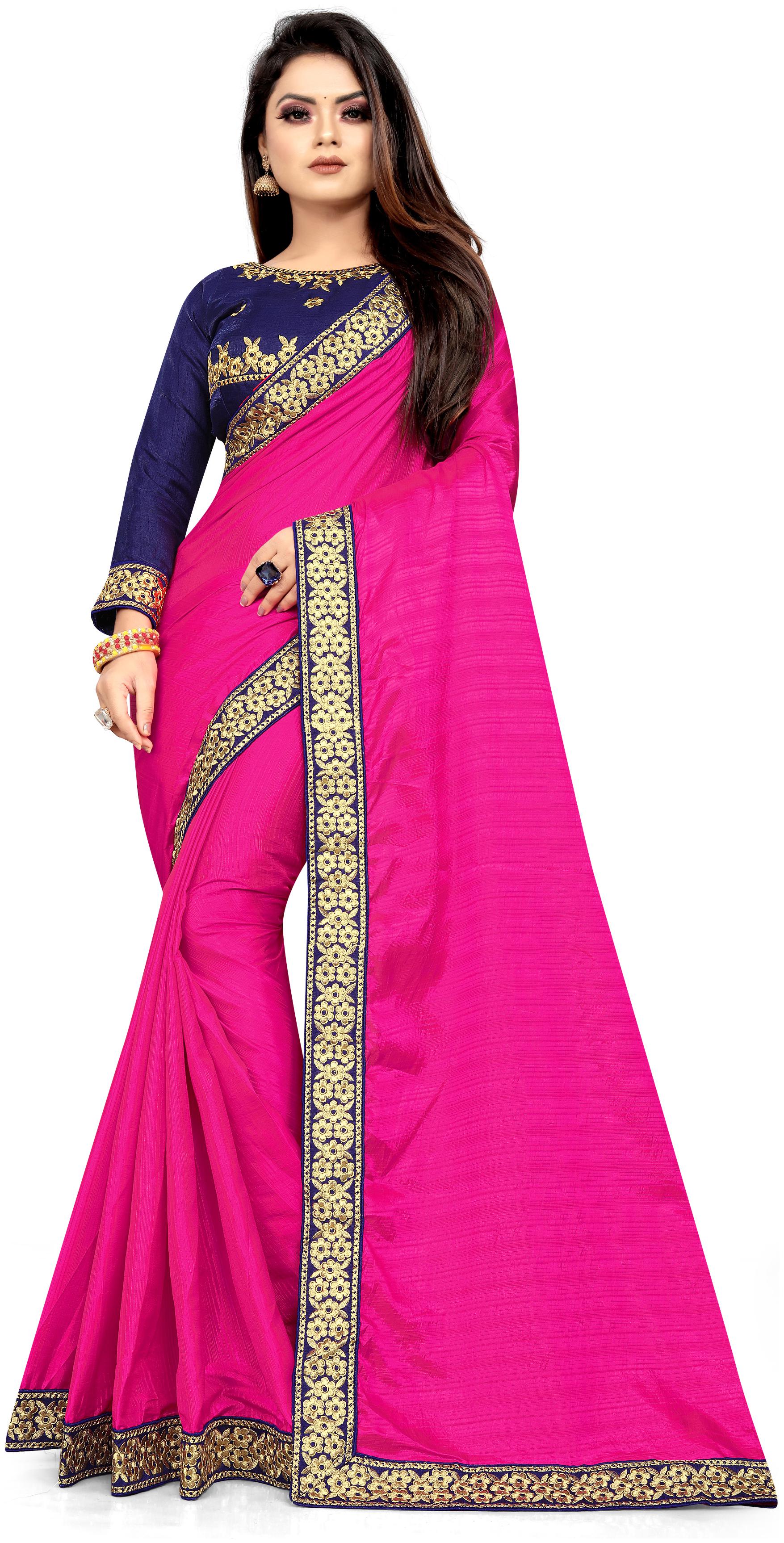 

TABOODY EMPIRE Women Artificial Silk Pink Designer Saree With Blouse