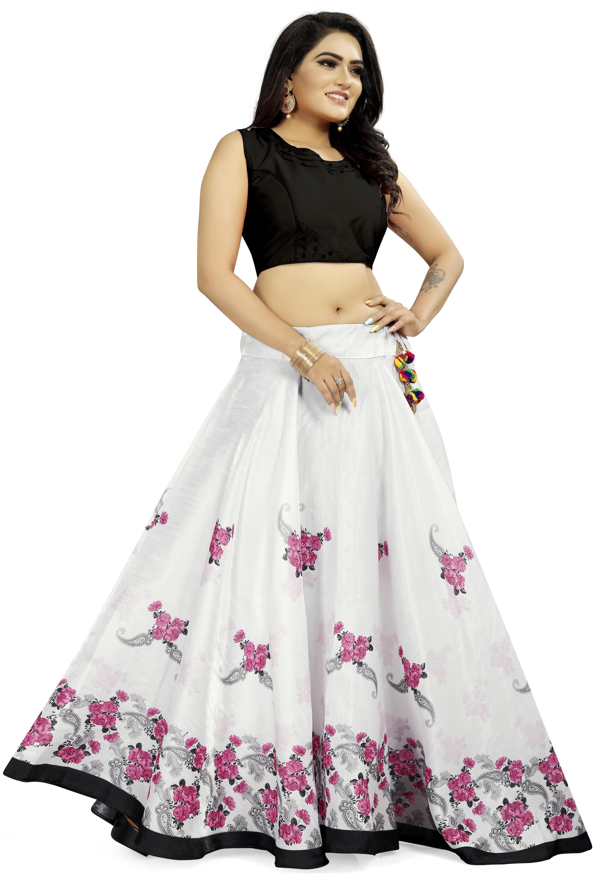 

TABOODY EMPIRE Satin Multi Floral Lehenga Blouse For Women