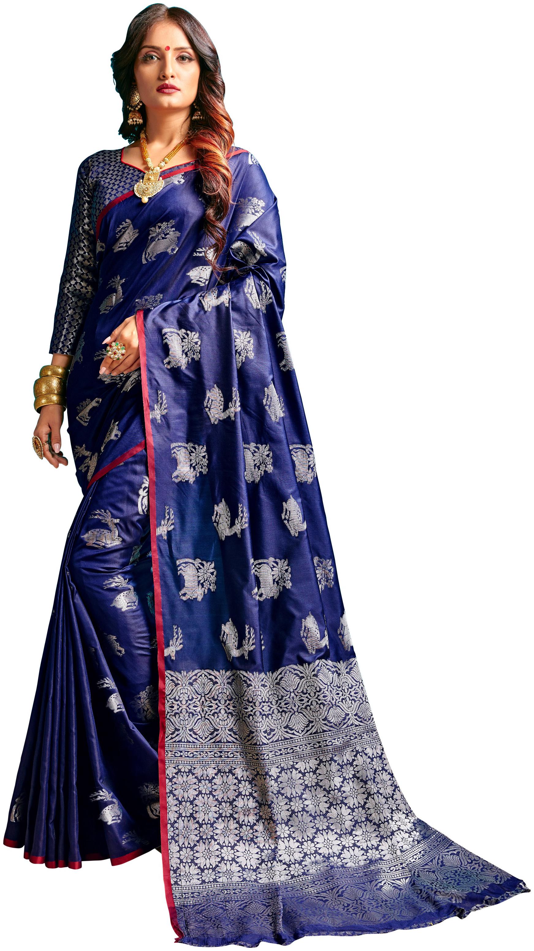 

Taboody Empire Silk Party Designer Saree Blue