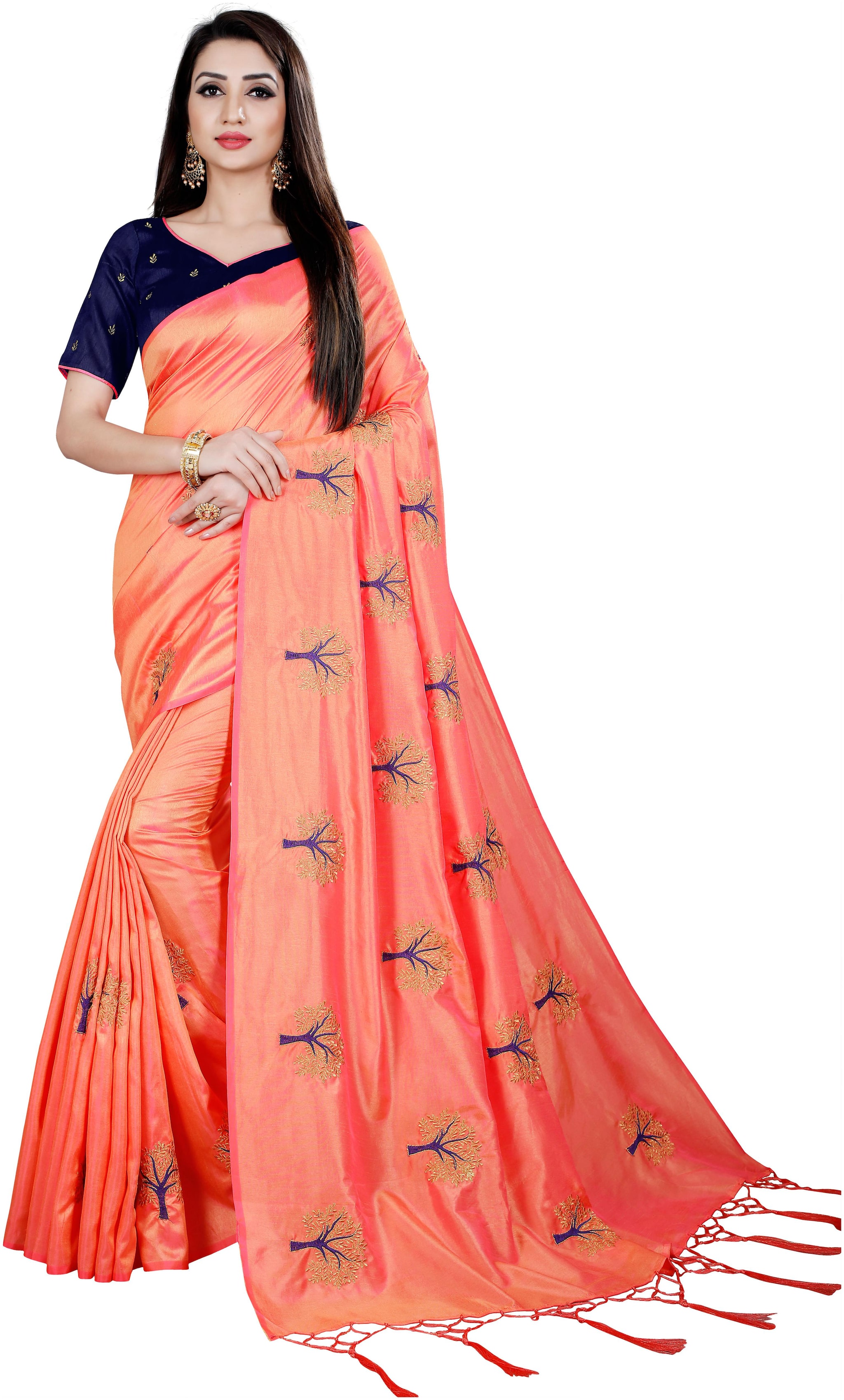 

Taboody Empire Silk Party Designer Saree Peach