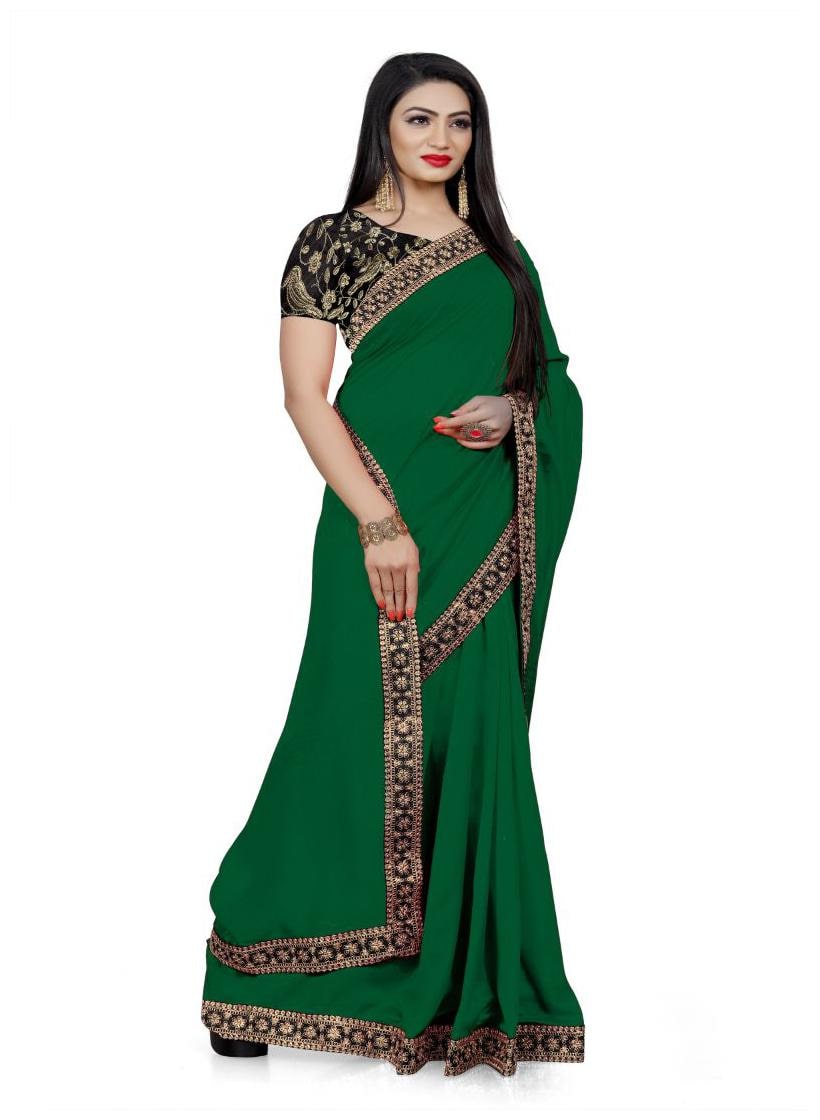 

Taboody Empire Vichitra Silk Coding Work With Designer Saree Green