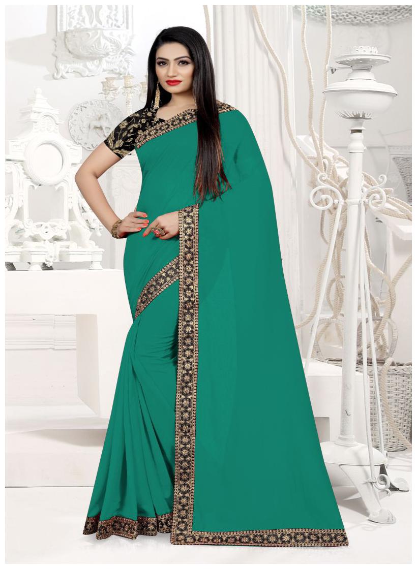 

Taboody Empire Vichitra Silk Coding Work With Designer Saree Green