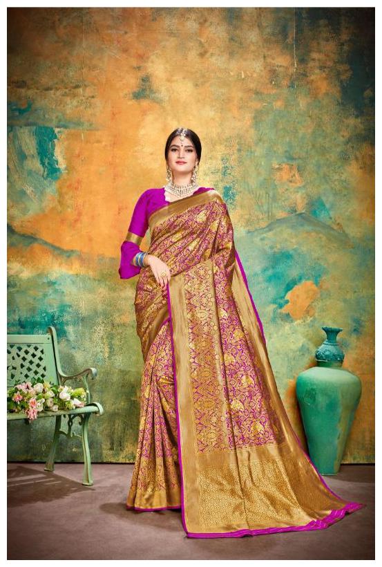 

TABOODY EMPIRE Silk Block print Work Designer Saree Pink
