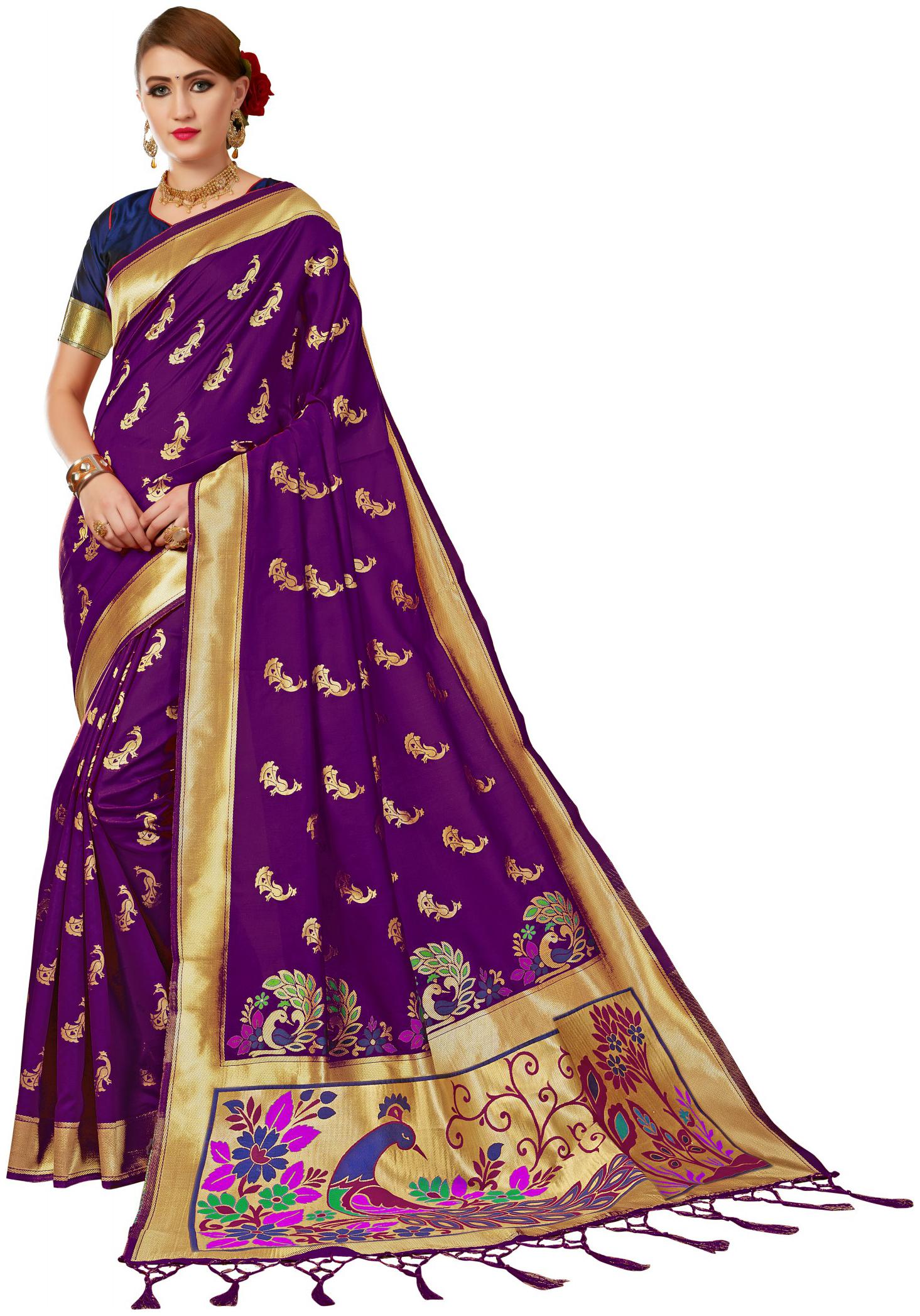 

Taboody Empire Silk Party Designer Saree Purple