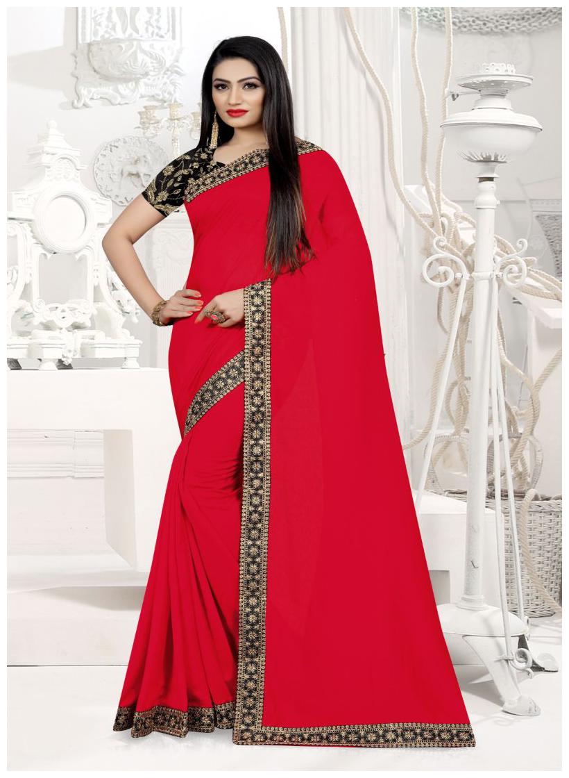 

Taboody Empire Vichitra Silk Coding Work With Designer Saree Red