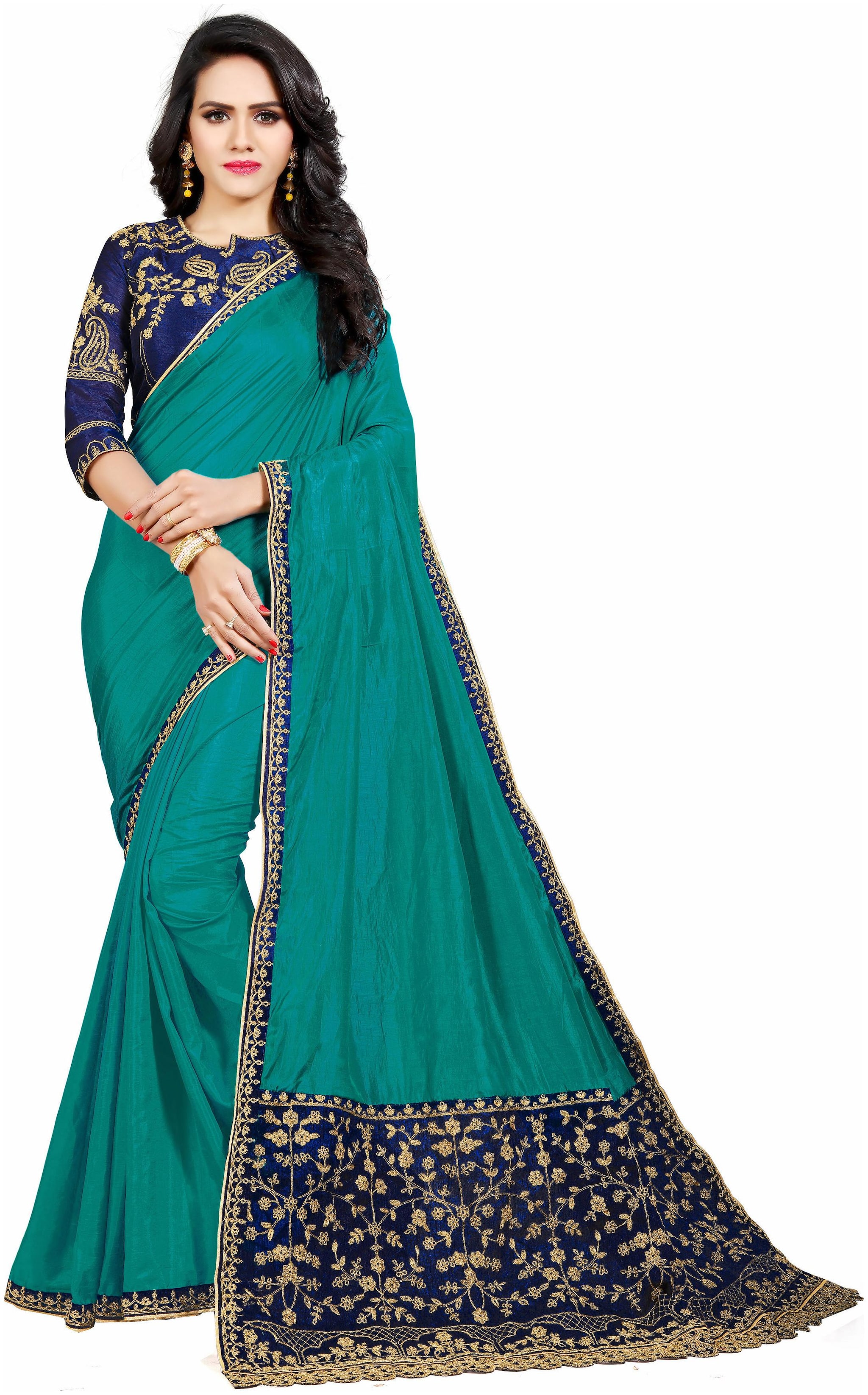 

Taboody Empire Silk Party Designer Saree Green