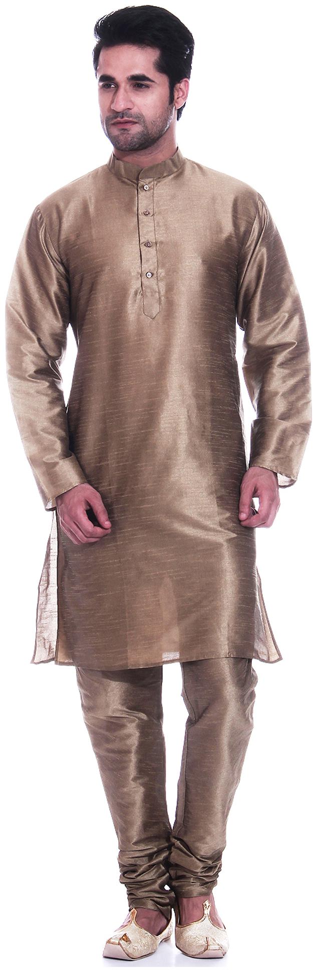 

TAG 7 Beige Silk Blend Kurta Pyjama