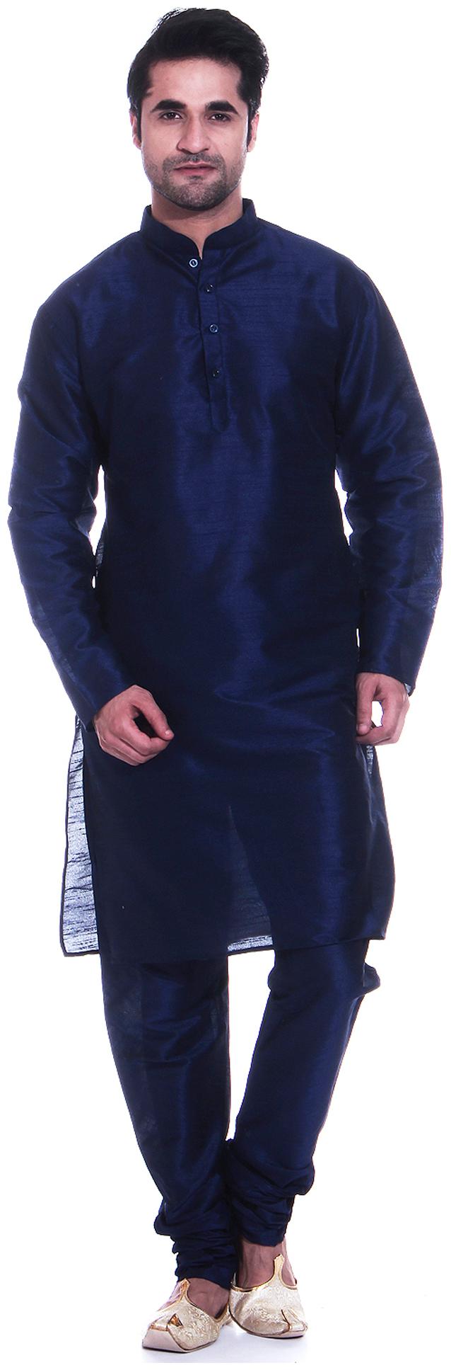 

TAG 7 Blue Silk Blend Kurta Pyjama