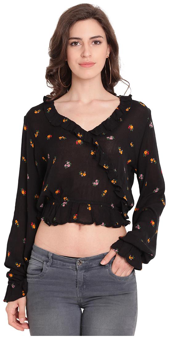 

Tag 7 Women Floral Regular top - Black
