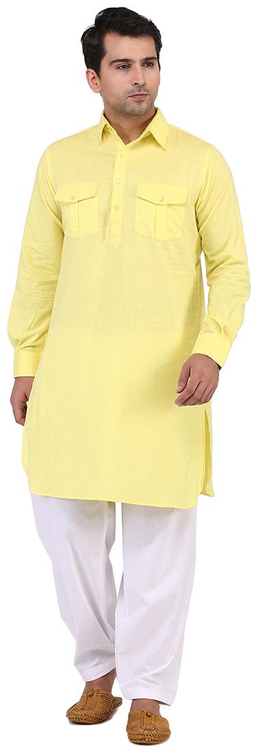 

Tag 7 Men Yellow Regular Fit Kurta