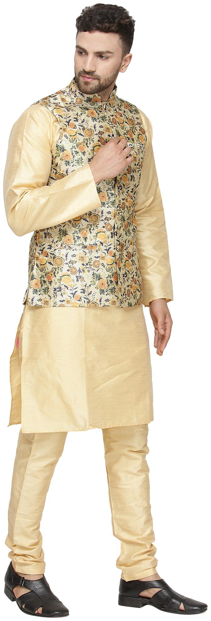 Golden kurta pajama with basket Clearance