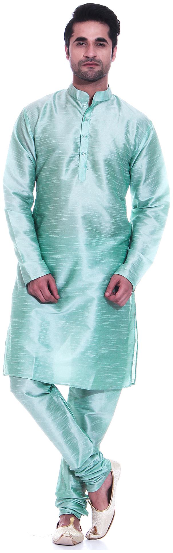 

TAG 7 Green Silk Blend Kurta Pyjama