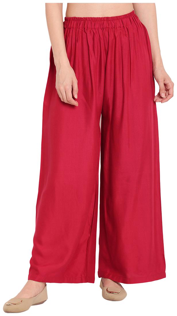 

Tag 7 Maroon Solid Flared Palazzo