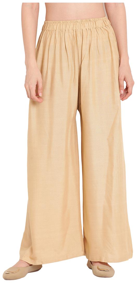 

Tag 7 Beige Solid Flared Palazzo