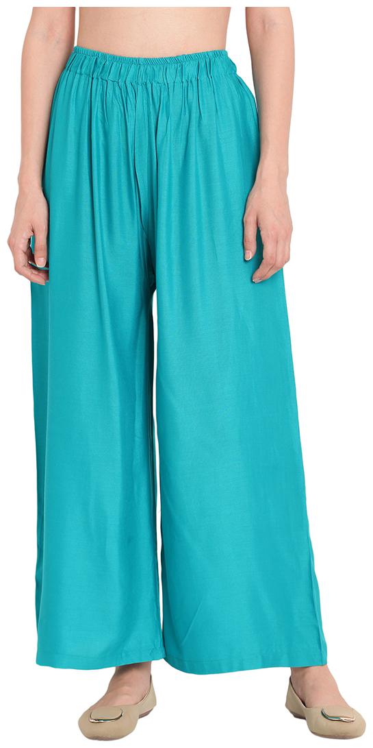

Tag 7 Turquoise Solid Flared Palazzo