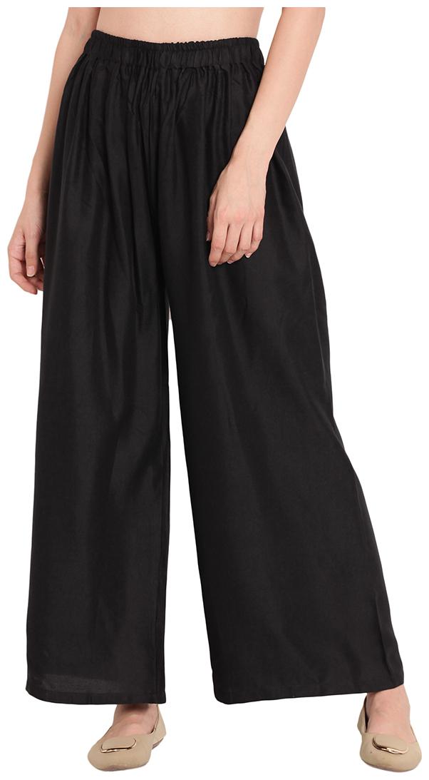 

Tag 7 Black Solid Flared Palazzo