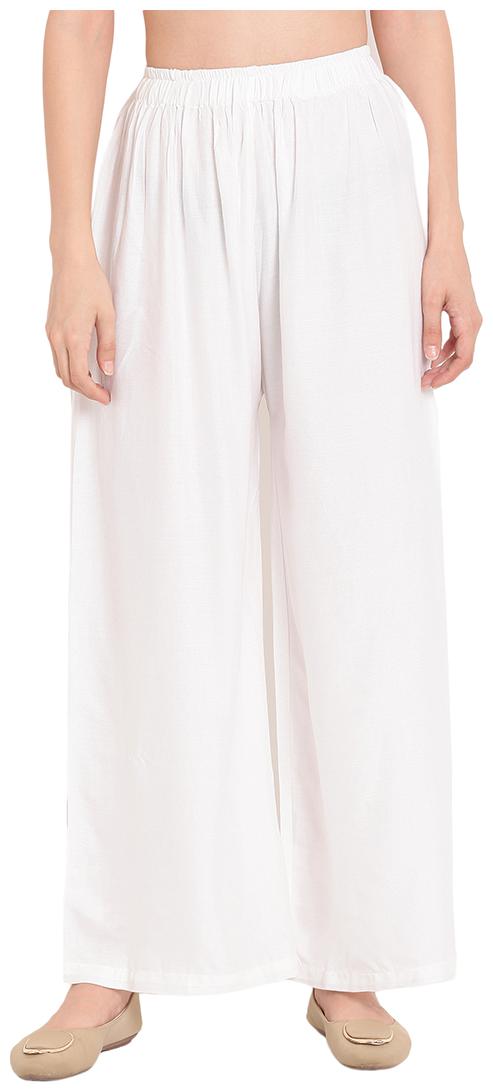 

Tag 7 White Solid Flared Palazzo