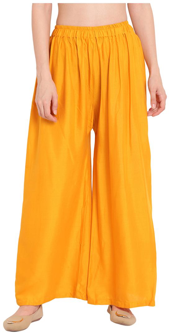 

Tag 7 Yellow Solid Flared Palazzo