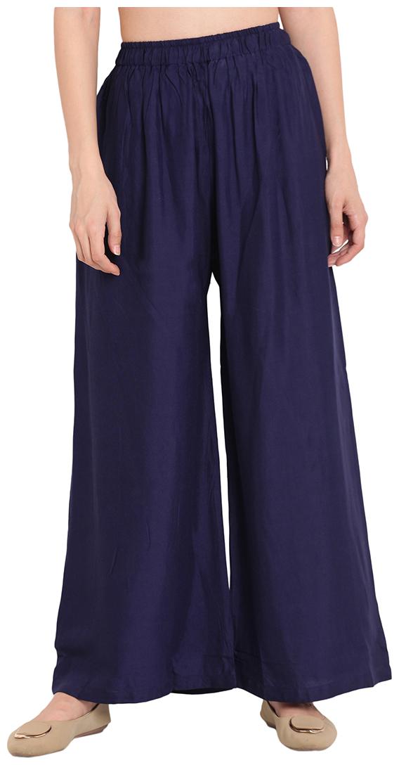 

Tag 7 Blue Solid Flared Palazzo