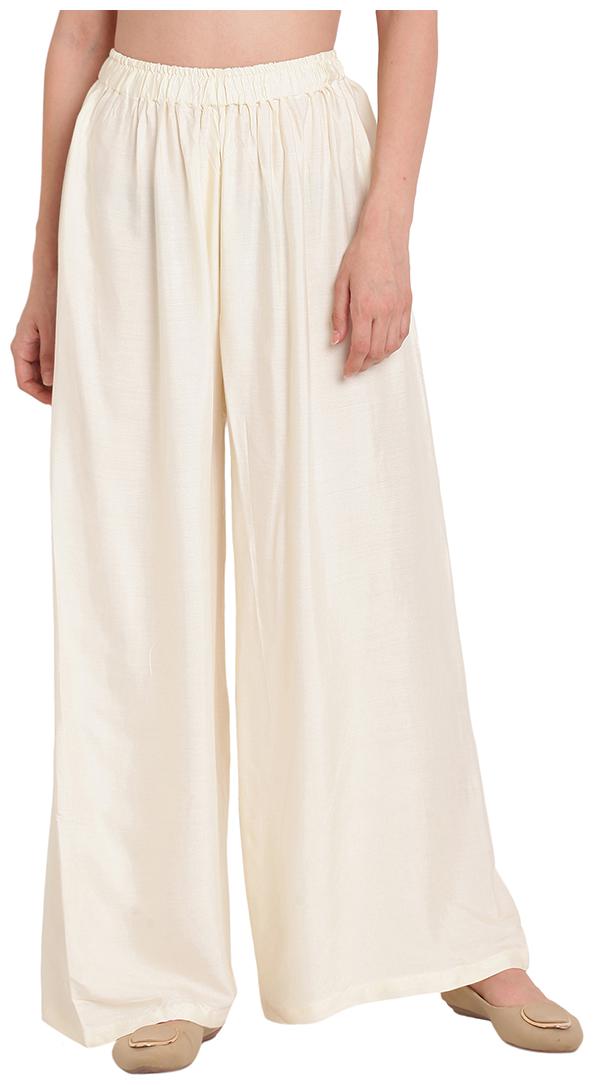 

Tag 7 White Solid Flared Palazzo
