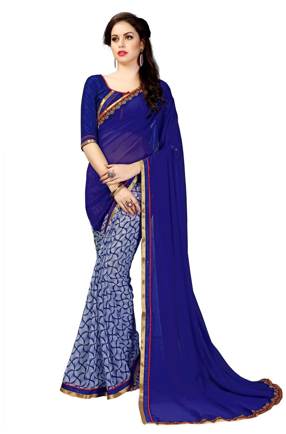 

Tagline BLue Georgatte Saree For Women