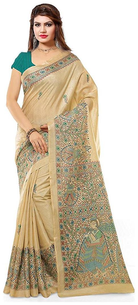 

Tagline Wedding Off White Designer Bhagalpuri Printed Saree