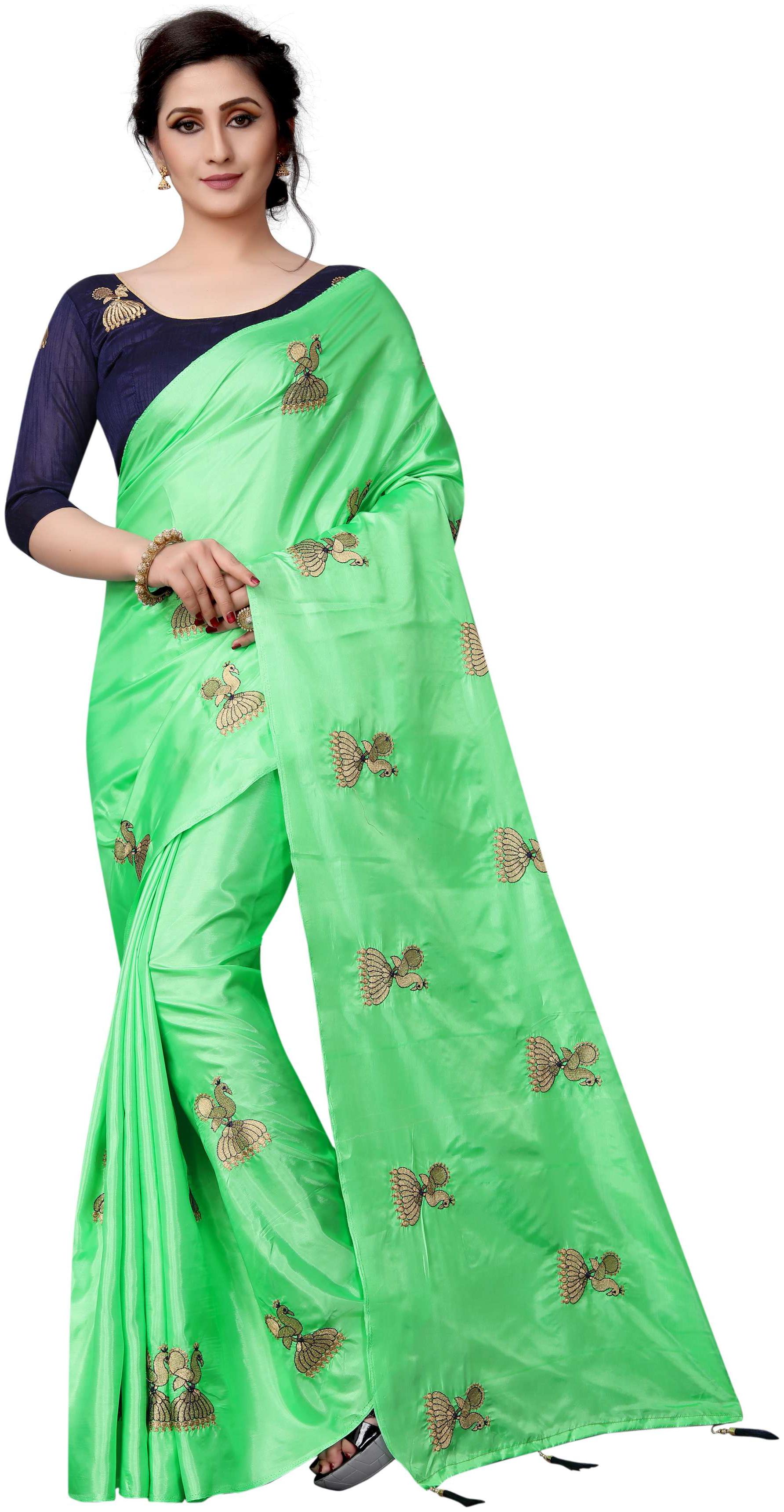 

Tagline Paper Silk Light Green Butti Work Saree