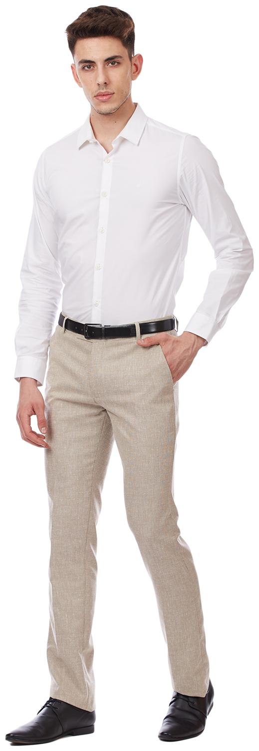 

TAHVO Men Textured Slim Fit Formal Trouser - Beige