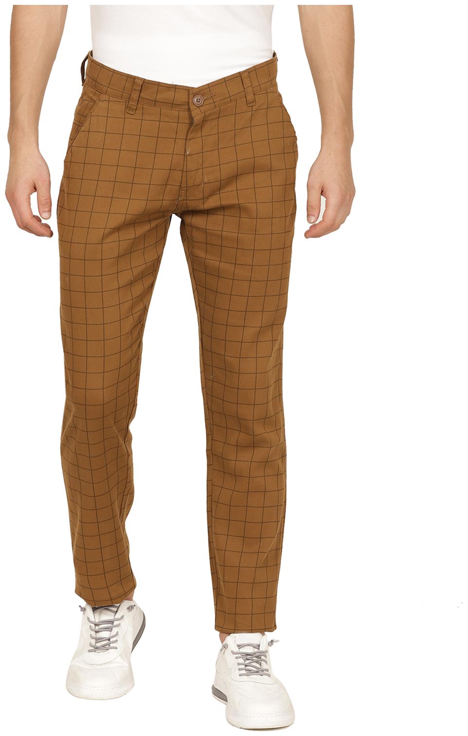 

TAHVO Men Brown Checked Slim fit Chinos