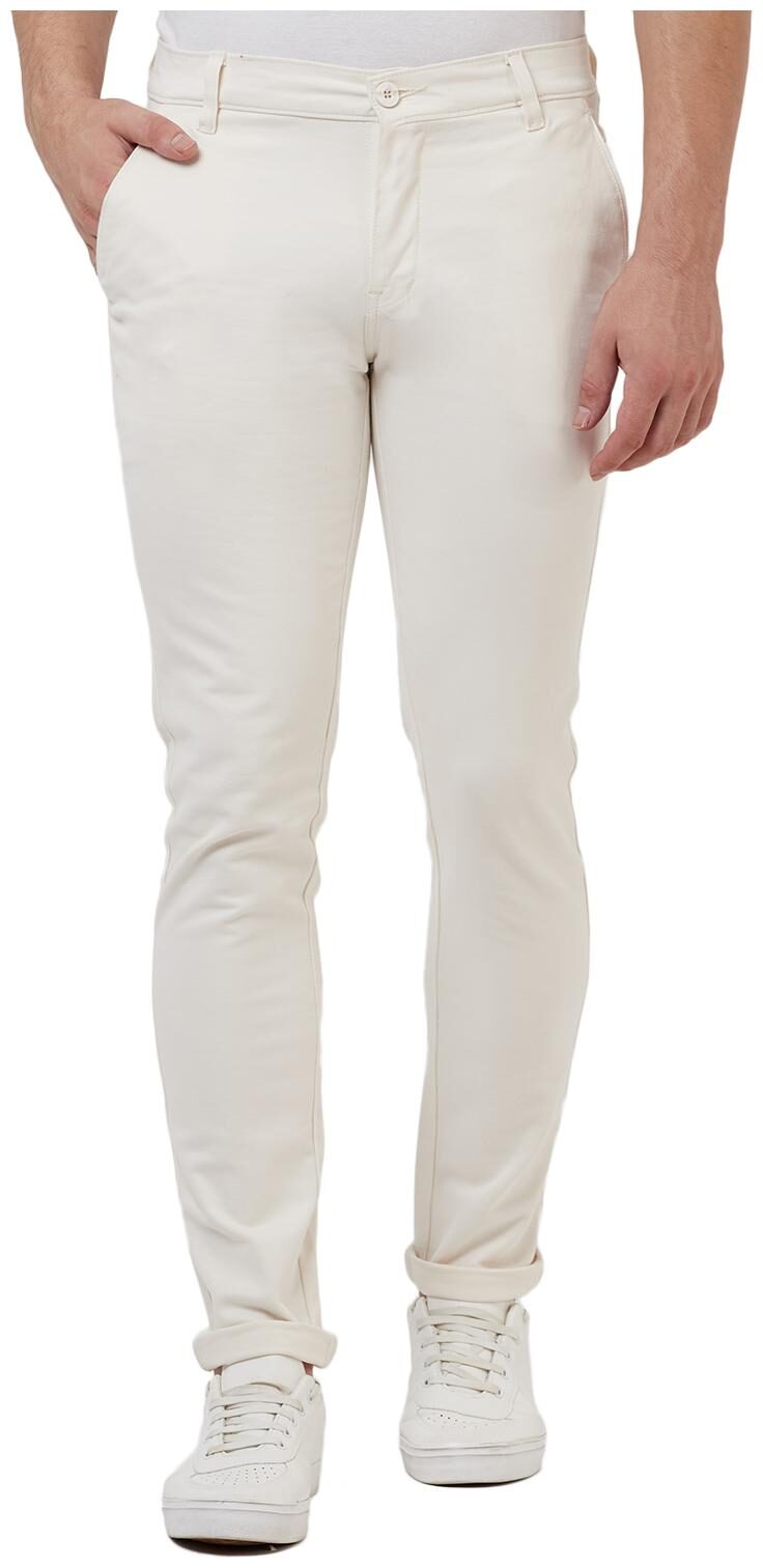 

TAHVO Men Cream Solid Slim fit Wrinkle free Regular trousers