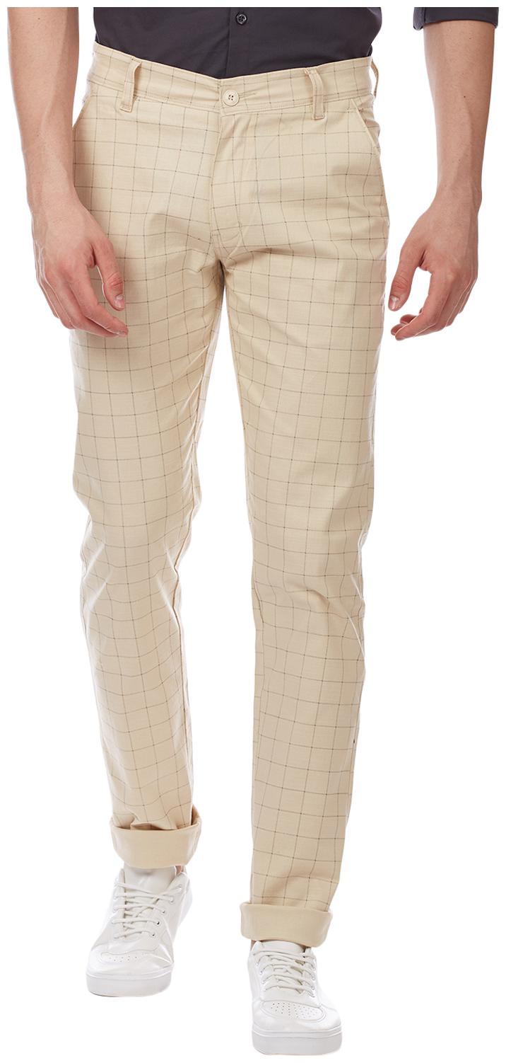 

TAHVO Men Beige Checked Slim fit Chinos