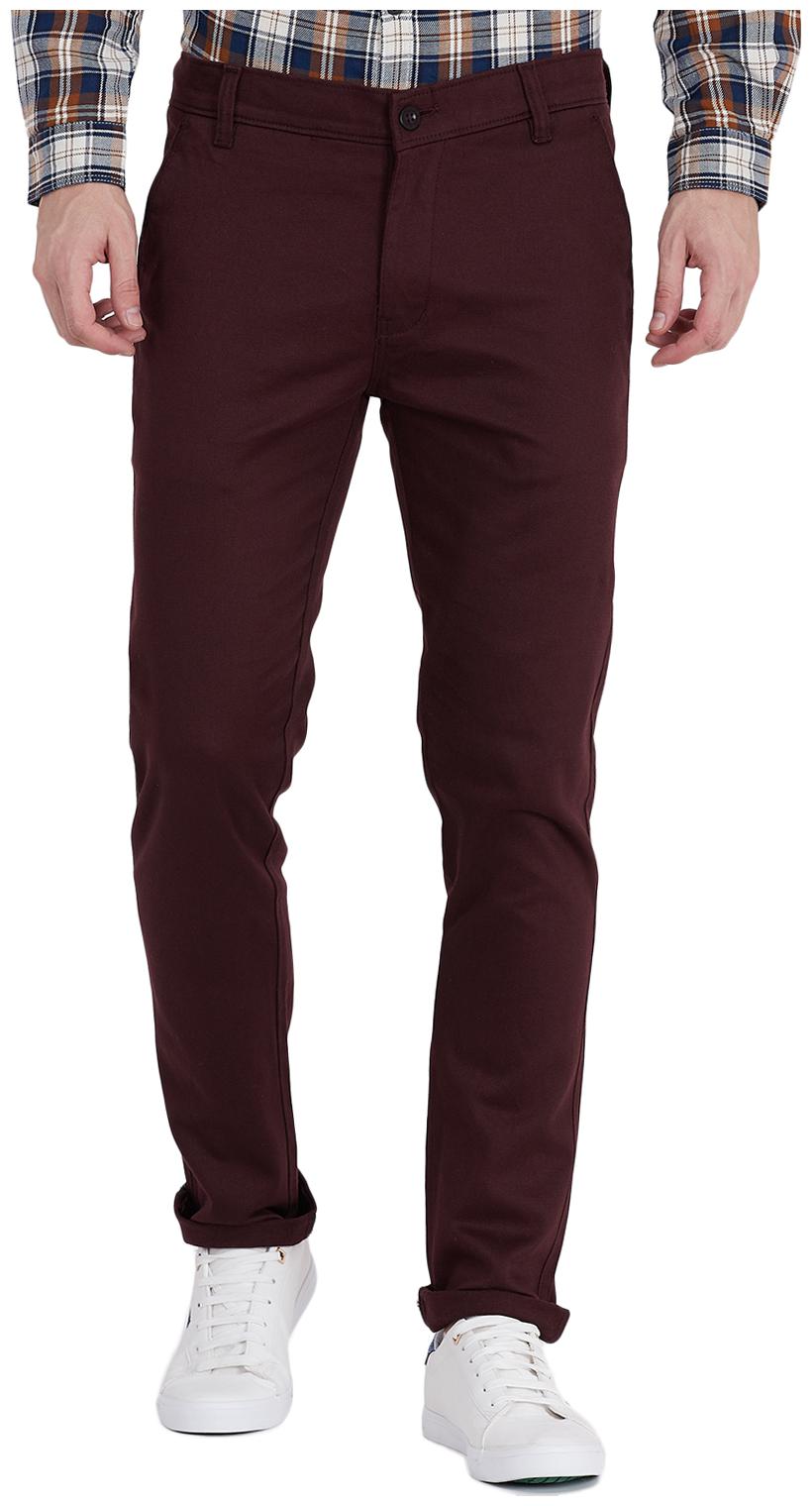 

TAHVO Men Maroon Solid Slim fit Wrinkle free Chinos