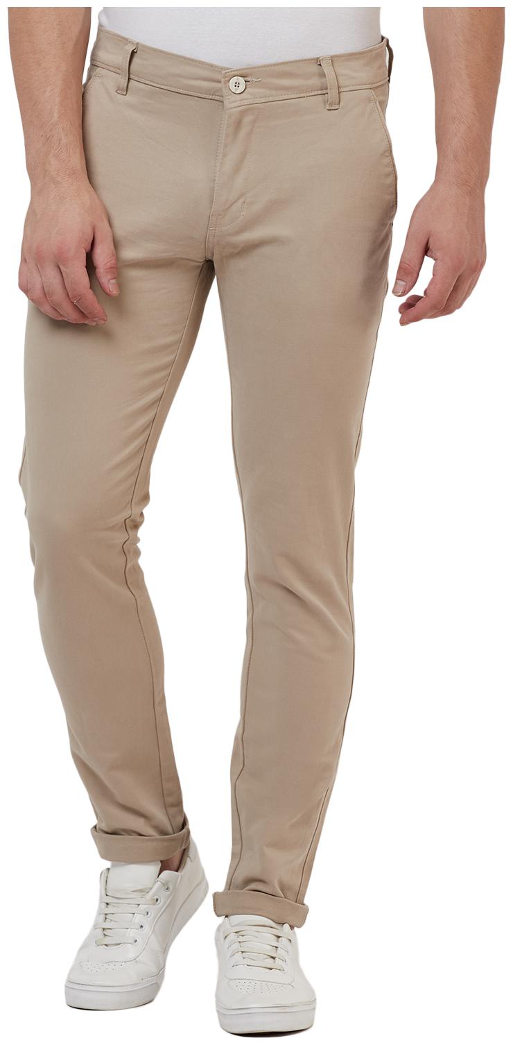 

TAHVO Men Beige Solid Slim fit Wrinkle free Regular trousers