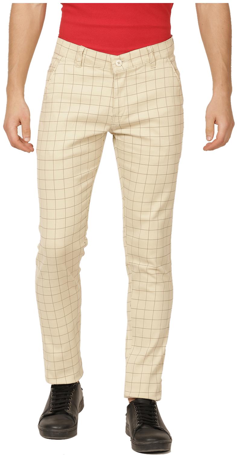 

TAHVO Men Beige Checked Slim fit Chinos